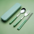 thumbnail image 1 of 3Pcs/set Portable With Storage Box Reusable Stainless Steel Cutlery Set Tableware Spoon Fork Chopstick Kits Dinnerware GREEN, 1 of 8