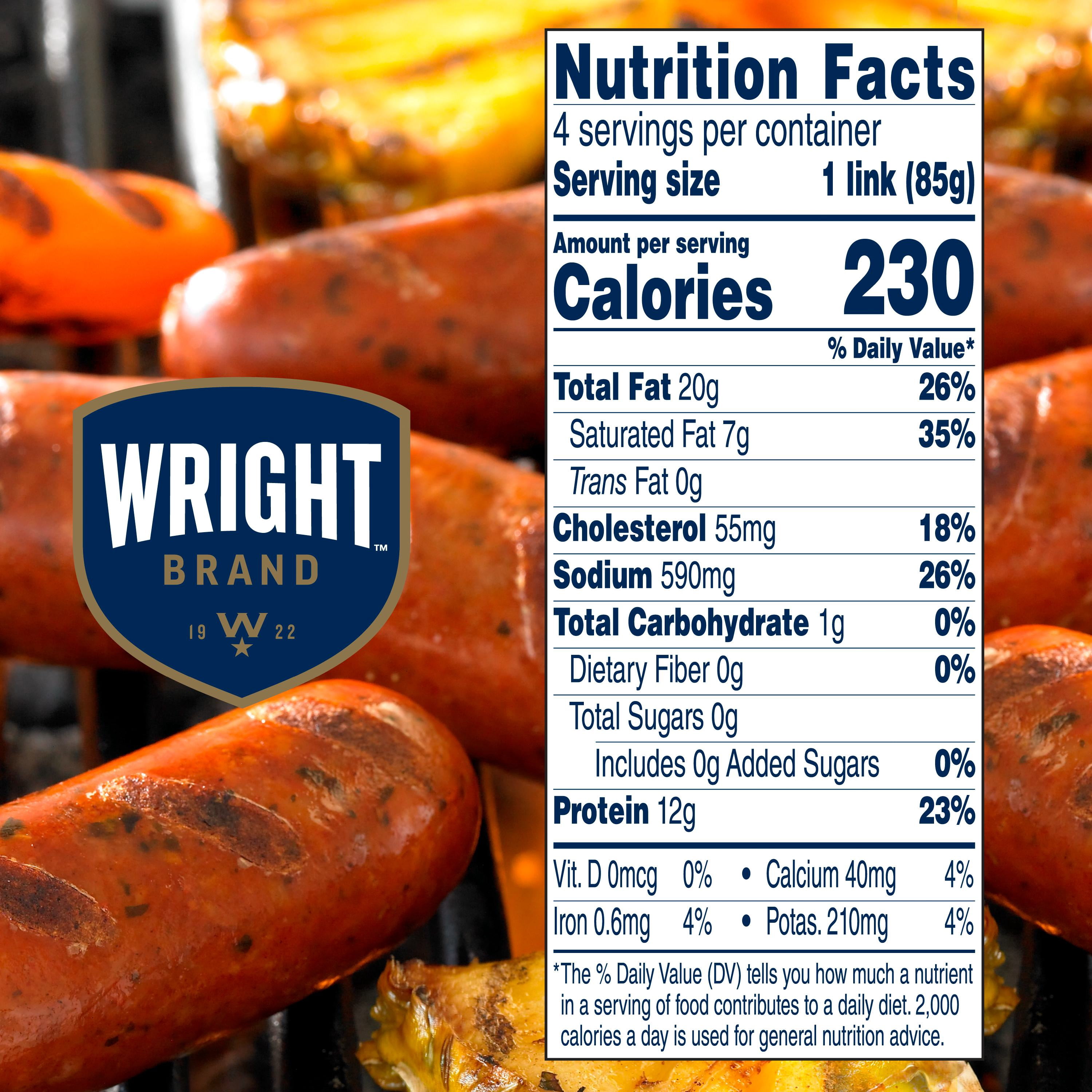 Wright Brand Real Wood Smoked Bacon, Cheddar & Jalapeño Smoked Sausage, 12 oz, 4 Count