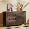 thumbnail image 5 of CHITOOMA Wooden Dressers for Bedroom 6 Drawer Adult, 47.2" Storage Cabine with Double Handle, Chest of Drawers for Living Room Hallway, Walnut, 5 of 11