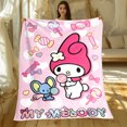 thumbnail image 2 of Melody Sanrio Cute Cartoon HD Printing Print Blanket.Oversized Sofa Soft Blanket Soft Warm Flannel Blankets Gift Household Items, 2 of 7