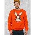 thumbnail image 2 of Easter Bunny With Bubble Gum Funny Egg Hunting Christian Holiday Crewneck Sweatshirt, S, Orange, 2 of 5