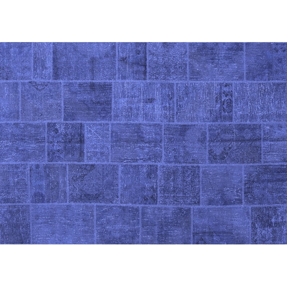 Ahgly Company Indoor Rectangle Patchwork Blue Transitional Area Rugs, 5' x 7'