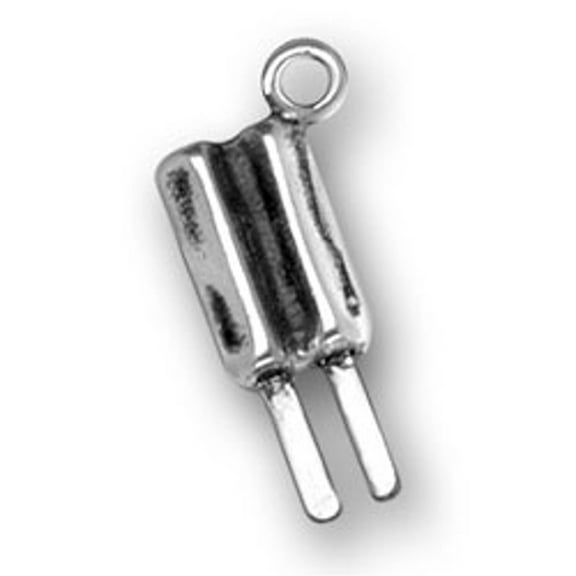 Sterling Silver 16" .8mm Box Chain 3D Two Stick Popsicle Pendant Necklace