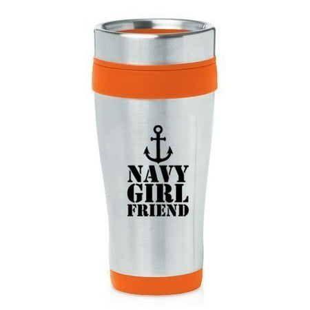 

Orange 16oz Insulated Stainless Steel Travel Mug Z669 Navy Girlfriend with Anchor MIP