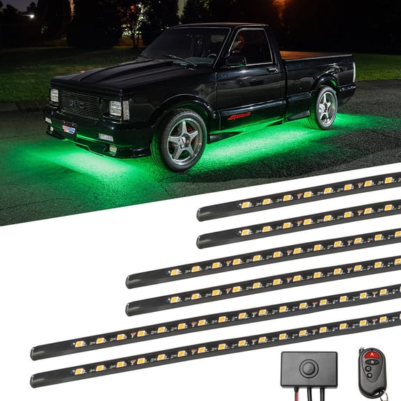 LEDGlow 6pc Green Flexible LED Slimline Truck Underbody Underglow Lighting Kit