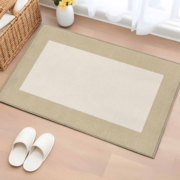 Rectangle Rug 2x3ft Area Rug, Farmhouse Vintage Pastoral Style Burlap Texture Area Rugs for Living Room Bedroom, Retro Linen Floor Mat Non-Slip Non-Shedding Carpet Indoor Accent Rugs
