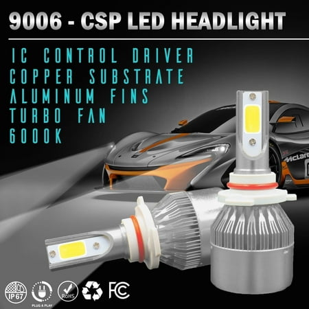 Sealed Beam Headlight Conversion Wideskall® 9006 HB4 OSRAM COB LED Headlight Bulb Conversion Kit 6000K Low Beam Bulbs ()
