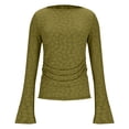 thumbnail image 5 of Fall Floral Print Long Sleeve Slim Fit Base Layer Shirt Top for Women Going Out Tops Thermal Warm Layering Piece | CSEONE,Green XL, 5 of 9