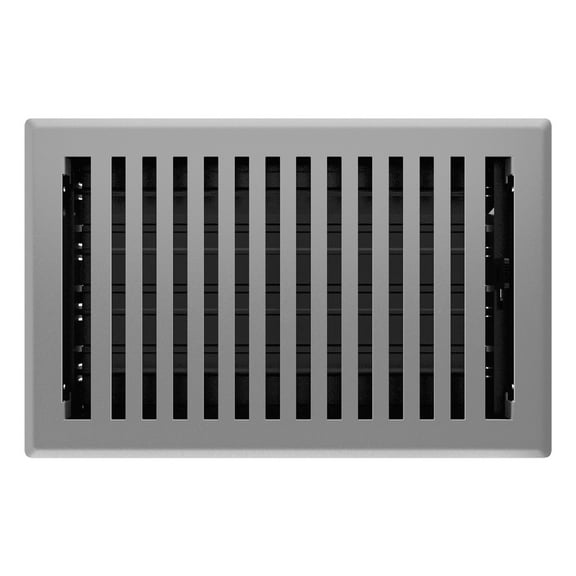 6in x 10in Montezuma Style Grey Granite Metal Floor Register - Overall 7 1/4" x 11 1/4"