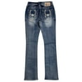 thumbnail image 3 of Charme by Grace in LA Jeans Women's Aztec Horseshoe Feather Bootcut Stretch Jeans (25, Blue), 3 of 5