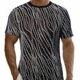 thumbnail image 2 of VgaVtl Summer T Shirt Men Short Sleeve Mesh Slim Clothes for Men Flowing Casual Sparkly Party Crew Neck, 2 of 6