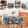 thumbnail image 5 of Round Tablecloth Cartoon Gnome Waterproof Oil Proof Polyester Table Cloth Cover Decor for Home Dining Outdoor,Patio,Parties, 60" Dia. Watercolor Flowers Father's Day Slate Blue, 5 of 9