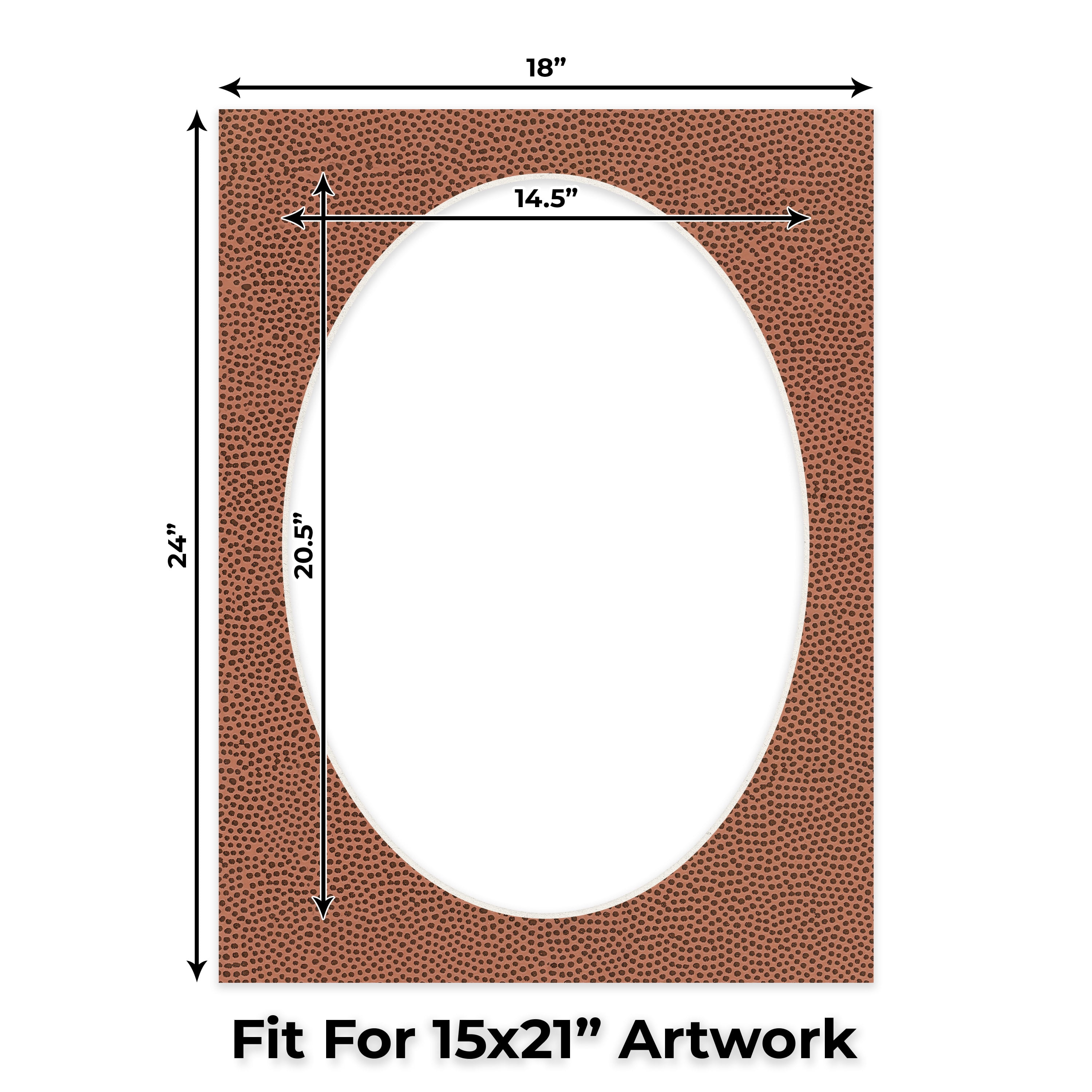 Football Texture Picture Frame Mat for 18x24 Frames - Oval Opening for 15x21 Photos - 1 Mat