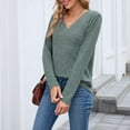 thumbnail image 4 of Women's Tops Plus Size 2X Solid Color Blouses Long Sleeved V-Neck Pullover Casual Fashion Top, 4 of 8