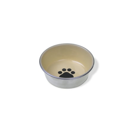 Designer Cat Dish - Van Ness Stainless Steel Rubber Bottom Decorated Cat Dish 8oz