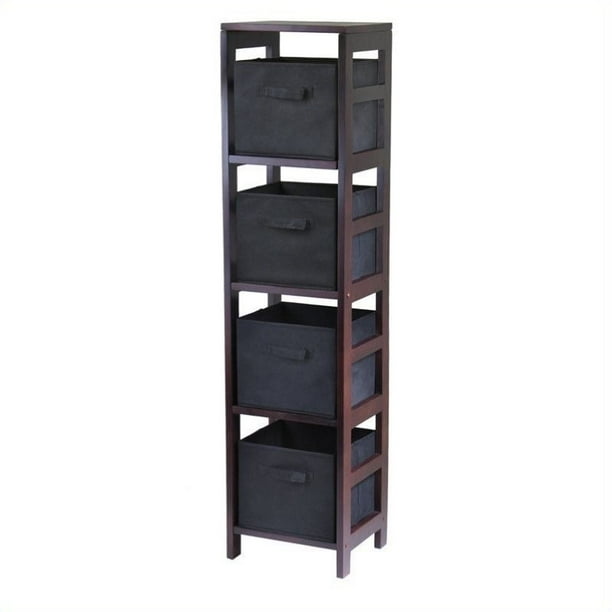 Pemberly Row 4Section Tall Storage Shelf with Black Baskets Walmart