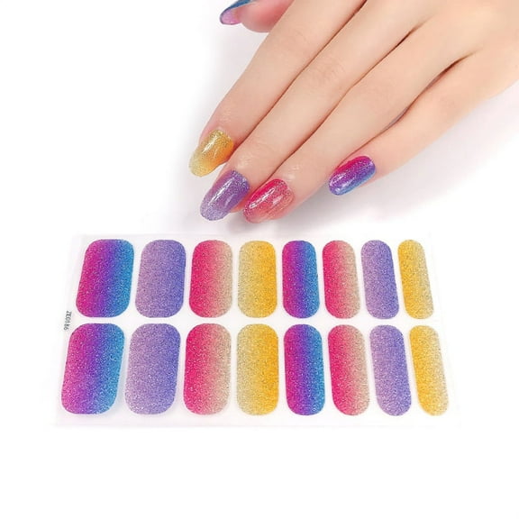 TINYSOME Semi Cured Gel Nail Polish Strips Glitter Full Nail Wraps Nail Polish Stickers