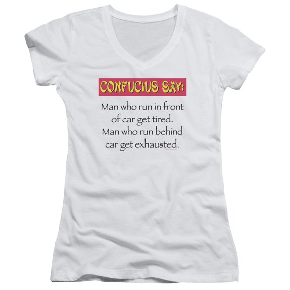 - Confucius - Juniors Cap Sleeve V-Neck Shirt - Small