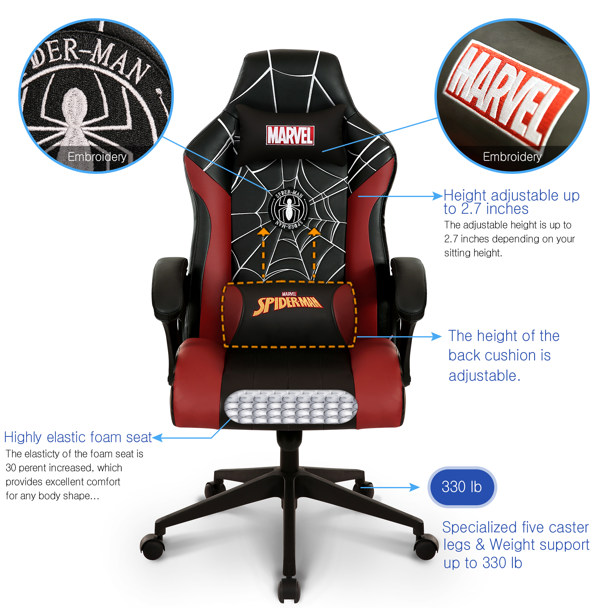 Marvel Spiderman simple modern creative cartoon pattern learning correction  adjustable lift computer chair for boys and girls - AliExpress