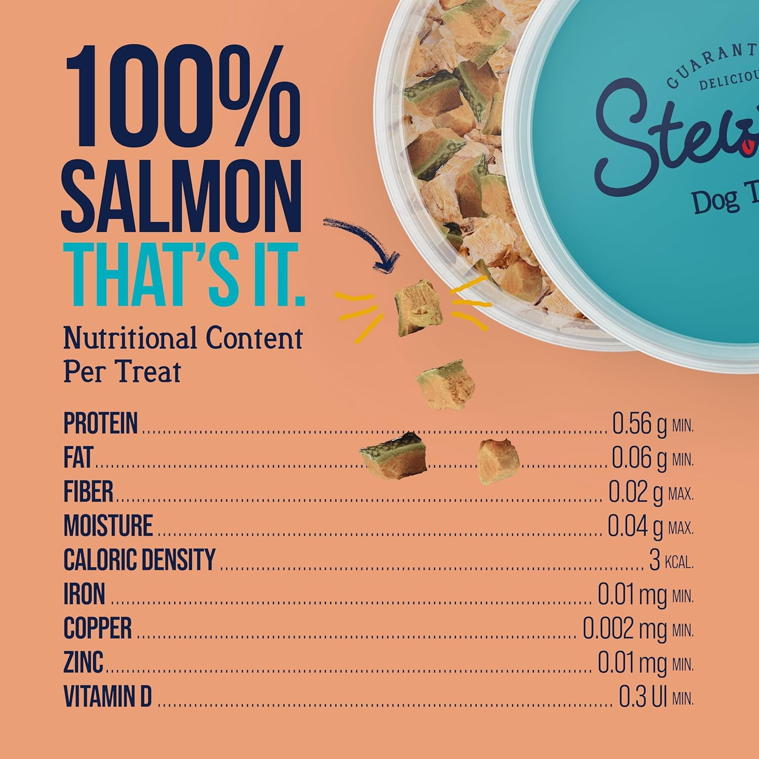 Stewart Freeze Dried Salmon Dog Treats, 9.5 oz Tub