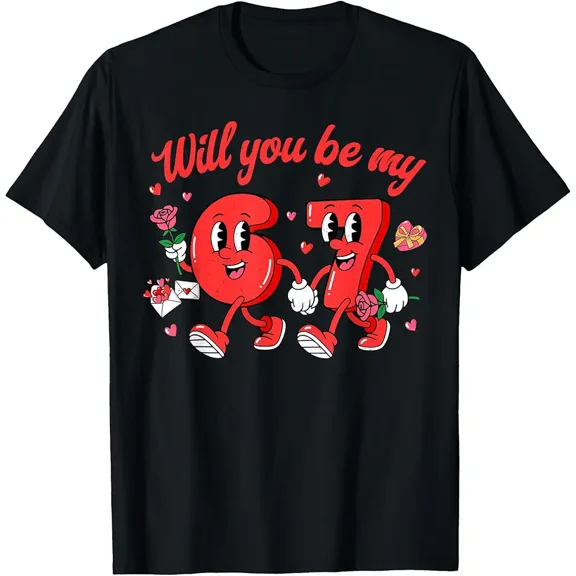 Funny Retro 6 and 7 Valentine Couple Unisex Graphic Short Sleeve T-Shirt