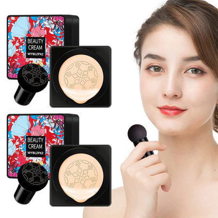 WATER SHINE Air Cushion BB Cream Waterproof Brighten Concealer Foundation  with Mushroom Puff Sponge (Natural Colour) Size