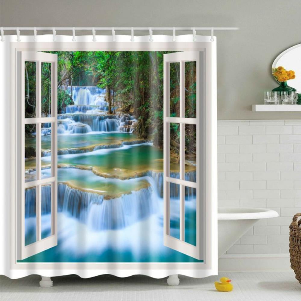 Beach Scene Shower Curtain, Tropical Beach Shower Curtain Seaside Scene