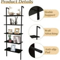 thumbnail image 5 of LINJH  Ladder Shelf 5 Tier Wall Mounted Bookcase with Metal Frame, Open Design Shelves for Living Room, Bedroom, Home, Dark Walnut (23.62" L x 11.81" W x 70.87" H), 5 of 10