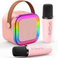 thumbnail image 1 of ATOPDREAM Kids Karaoke Machine, With Dual Microphones, Bluetooth Speaker Toy (5.0), RGB Controllable Lights (Pink), 1 of 5