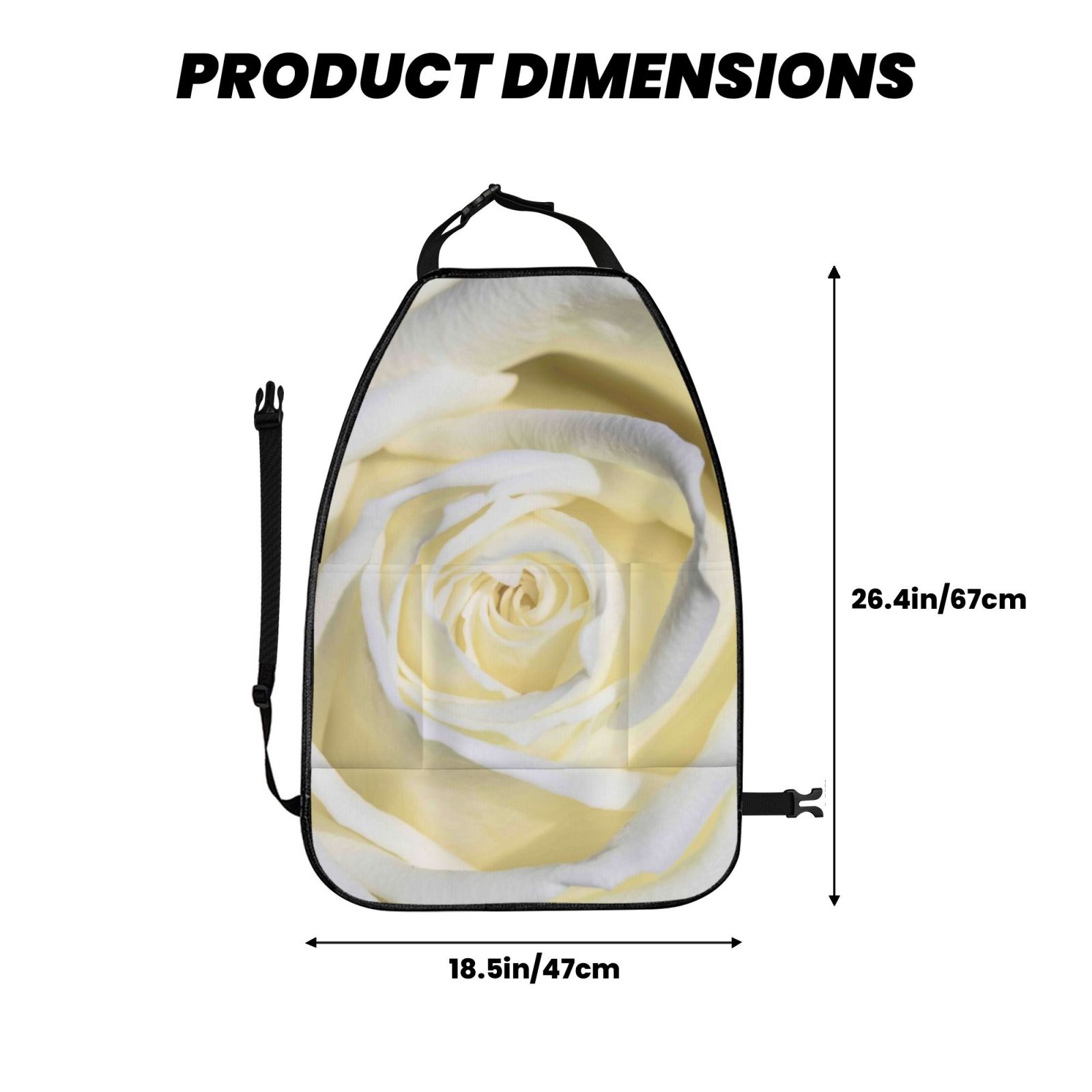 Xecao White Rose Pattern Car Seat Back Protector 2 Pack Large Capacity Pocket, Kick Mats Back Seat Protector