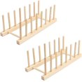 thumbnail image 1 of Estante para platos de 2 partes, estante para platos, estante de madera para cocina madera para guardar platos, libros, copas de vino Adepaton WL-00698, 1 of 7