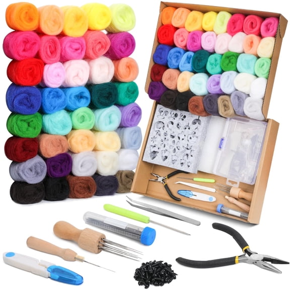 40 Colors Needle Felting Kits for Beginners, Needle Felting Supplies with Tools, Felt Starter Kits with Needles, DIY Handcrafts