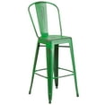 thumbnail image 3 of Flash Furniture Commercial Grade 30" High Distressed Green Metal Indoor-Outdoor Barstool with Back, 3 of 7