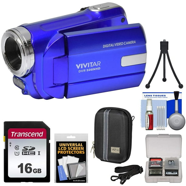 Vivitar DVR508 HD Digital Video Camera Camcorder (Blue) with 16GB Card