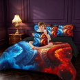 thumbnail image 4 of Manfei Vintage Dragon Animals 7 Pieces Full Size Bedding Sets,Gothic Wildlife Full Size Bed in a Bag,Blue Orange,Black Reversible, 4 of 6