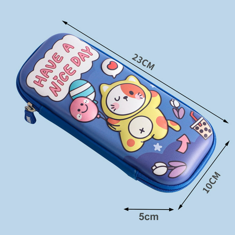 Pencil Case Large-capacity 3 Compartments Eco-friendly Cute Astronaut Pencil  Box for Students Pink EVA 