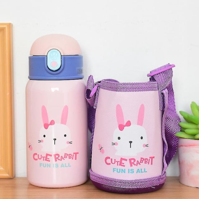 Taza Termo cruda para niños de conejo rosa de 400ml, termo lindo para niños, taza termo de dibujos animados de 400ml brillar Electrónica