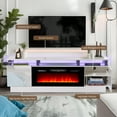 thumbnail image 3 of Easoger Fireplace TV Stand, Entertainment Center for TVs up to 80", 70” TV Stand with 36'' Electric Fireplace, LED Lights Entertainment Center, TV Console, White, 3 of 10