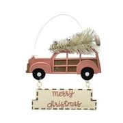 Holiday Time Pink Truck with Mini Tree and Merry Christmas Ornament, 8 High
