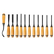 ARTESIA TOOL 12-Piece Wood Carving Chisel Set 7.5 19.1 cm Length Each Wooden Handles Durable Steel Blades Vinyl Storage Pouch Included