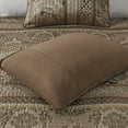 thumbnail image 3 of 6-Piece Brown & Gold Jacquard Quilt Set King/Cal King, Reversible Luxury Bedding with Throw Pillows, 3 of 13