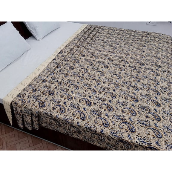 A And E Textiles House Kantha Bedcover Bedding Quilt Hand Block Floral Design Handblock Floral Print Kantha Throw Quilt Light Weight Block Print Quilted