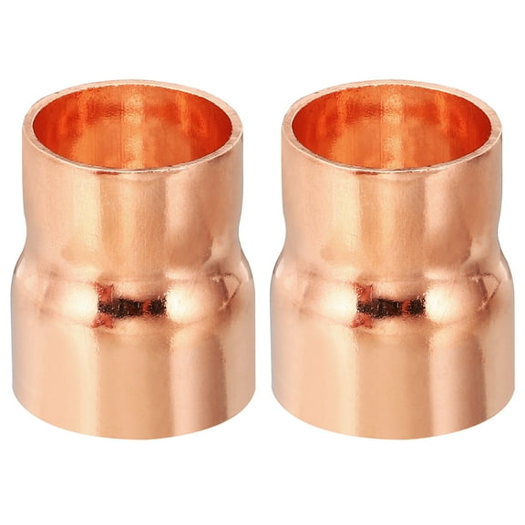 Uxcell 1" to 7/8" ID Copper Reducer, 2pcs Copper Reducing Coupling Pressure Fitting Pipe Tube Connector Adapter