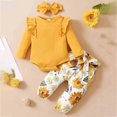 thumbnail image 2 of Enyan Baby Girl Clothes Newborn Infant Outfits Ruffle Romper+ Floral Pants + Cute Headband Sets for Girls（Size 12-18 Months）, 2 of 8
