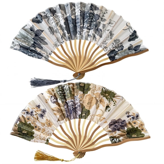 ACDANC 2Pcs Large Folding Fans for Dancing Sleek Fan Fold Boots on the Ground Fan Style1