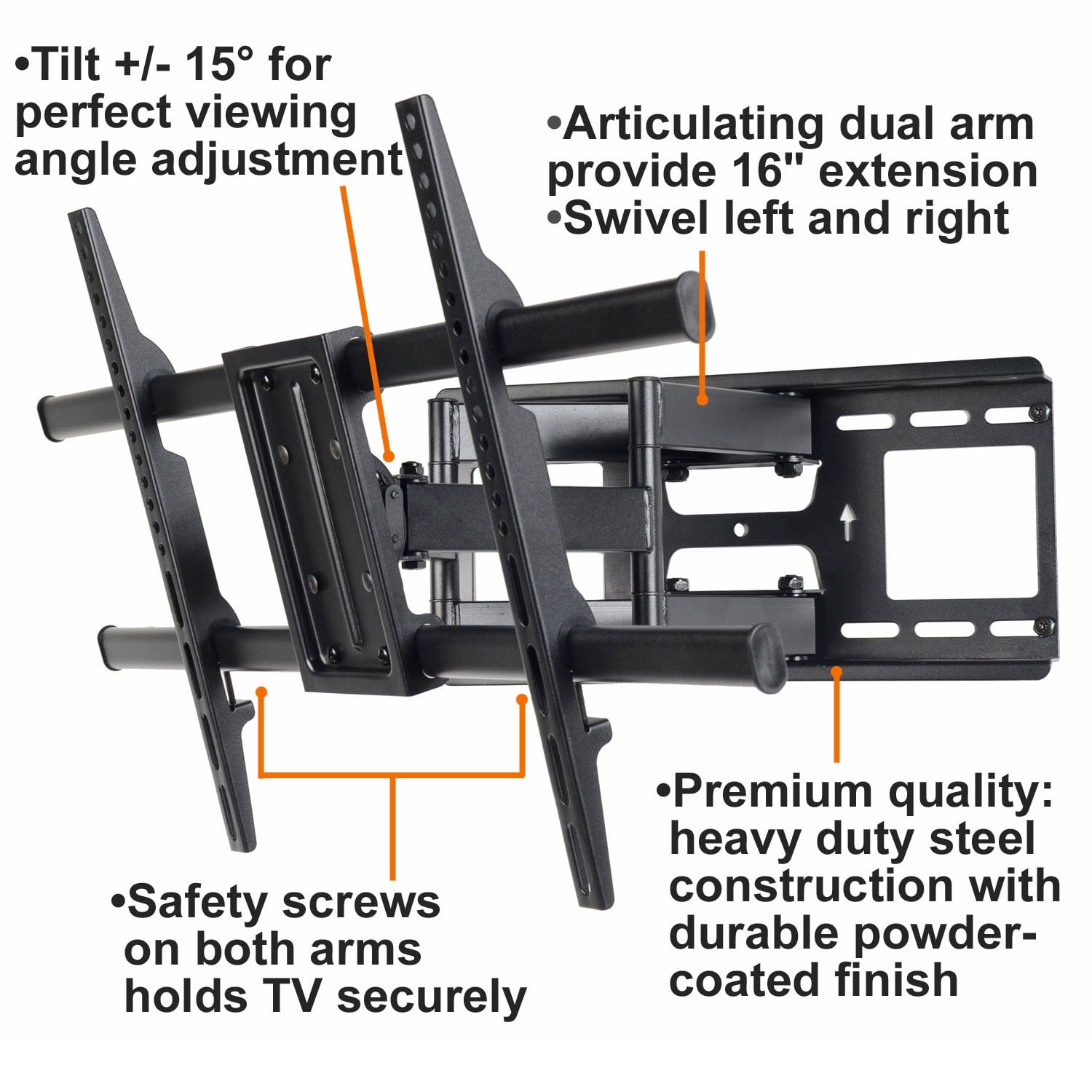 VideoSecu Full Motion TV Wall Mount for Sharp 43 50 55 60 65 70" LCD LED LC-50LB370U LC-60LE650U LC-60SQ15U b09