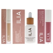 ILIA Beauty 3 Pc Kit - 0.14oz Balmy Gloss Tinted Lip Oil - Tahiti, 0.16oz True Skin Serum Concealer - SC2 Yucca, 1oz Super Serum Skin Tint Foundation SPF 40 - ST12 Kokkini