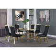 thumbnail image 2 of 7pc. 68" x 40" Glass Dining Set with 6 Chairs and Gold Stainless Steel, 2 of 4