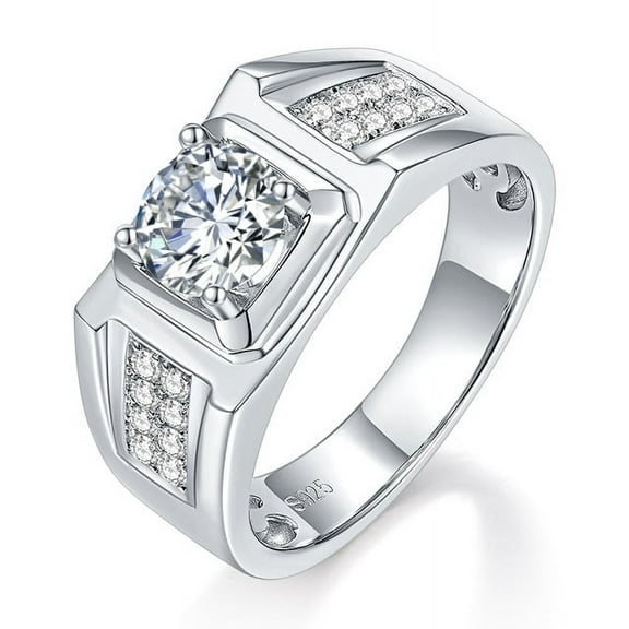 1 Carat Moissanite Rings for Men Engagement Ring Mens Diamond Wedding Bands 18K Sterling Silver Moissanite Promise Rings Moissanite Jewelry for Men