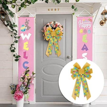 

Weerihhol Easter Bow Wreath Easter Bunny Wreath Bow Easter Decoration Spring Burlaps Bow For Front Door Indoor Outdoor Wall Easter Decoration Supplies Garland Christmas